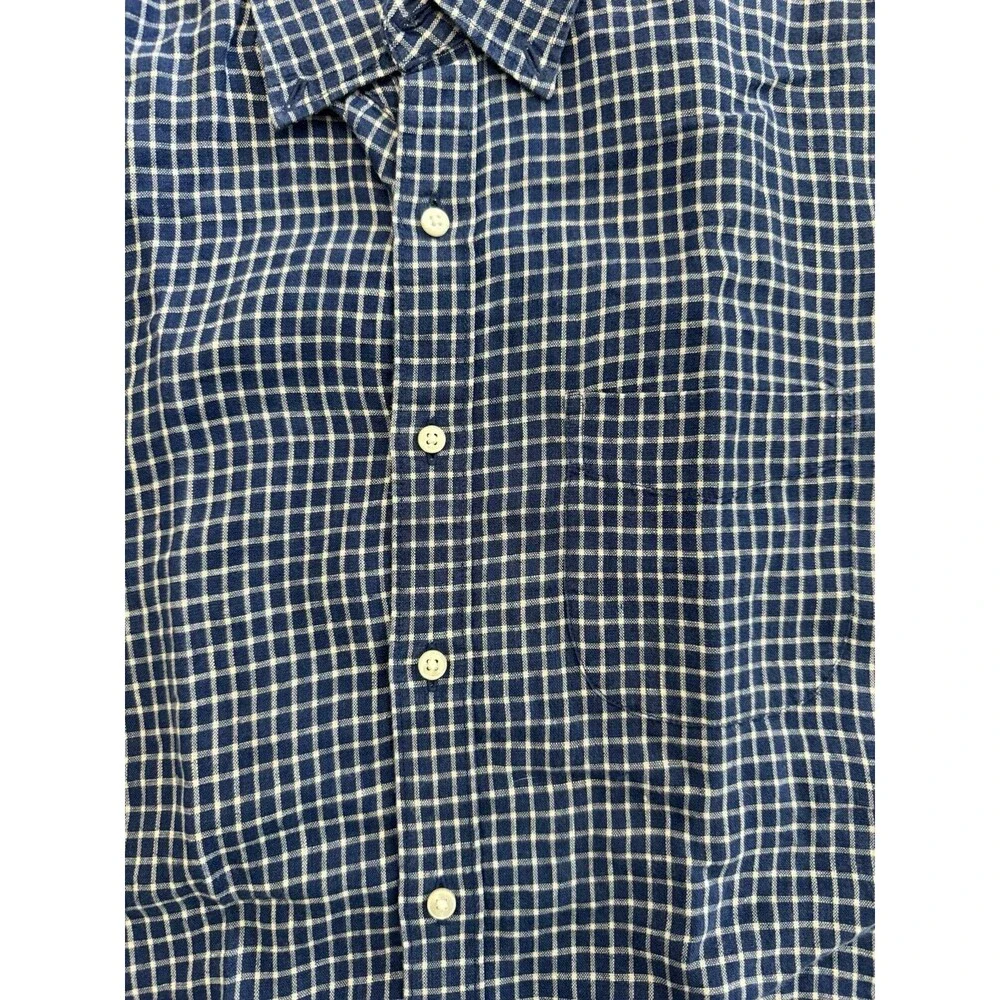 J. Crew men’s Irish Linen Large Button Down Shirt Blue White Striped